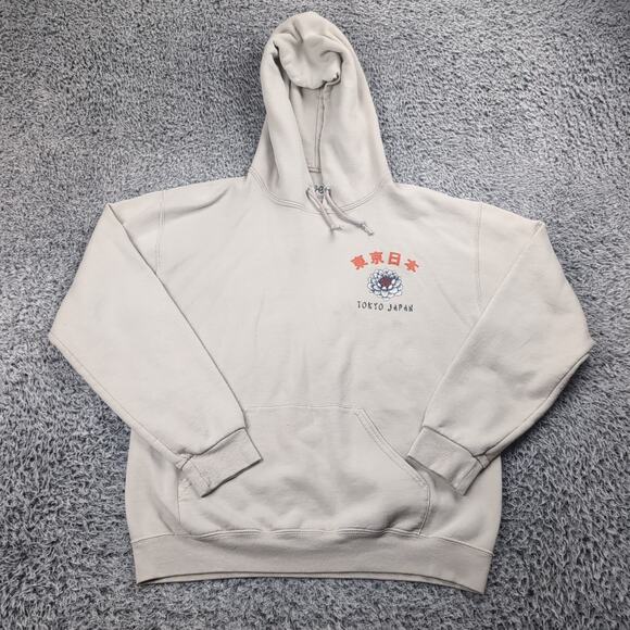 Bowery Supply Co Hoodie Mens Medium Beige Coi Fish Tokyo Hip Hop Streetwear - Picture 1 of 6